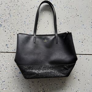 Kate Spade New York Greta Court Penny Glitter Tote Bag in black